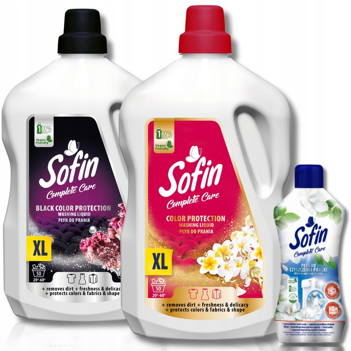 Sofin Mosószer Szett Színes és Fekete Ruhákhoz 2x2,5l + Mosógép Tisztító Folyadék 300ml