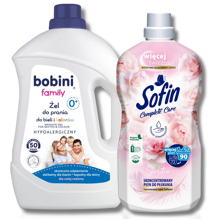 Bobini mosószer szett 2,5L + 1,8L, érzékeny ruhákhoz