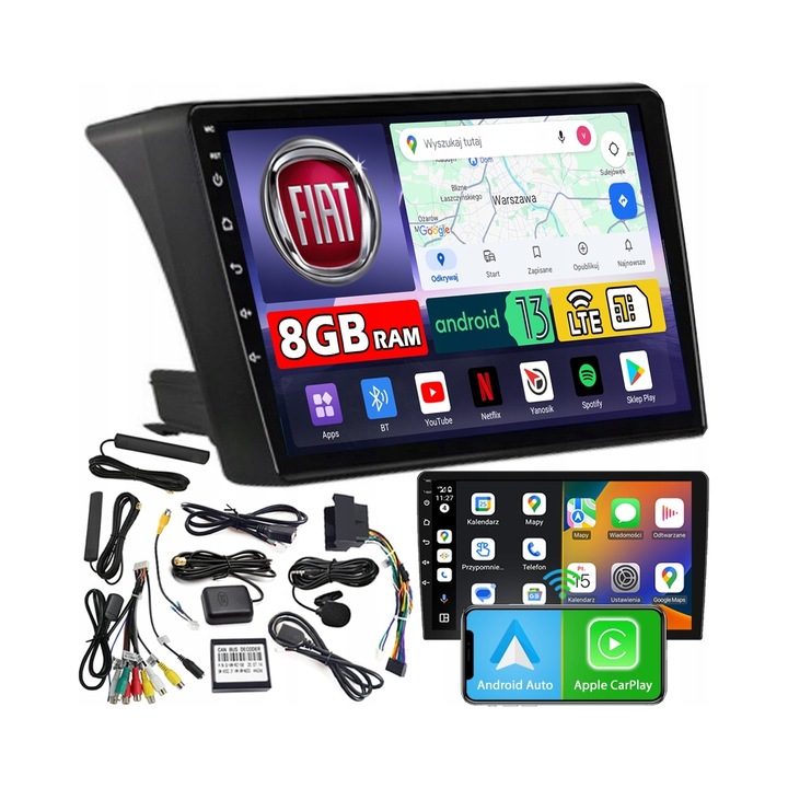Radio auto NCS ZQ9, 9" QLED, 8GB RAM, LTE, pentru FIAT DUCATO 2007-2015