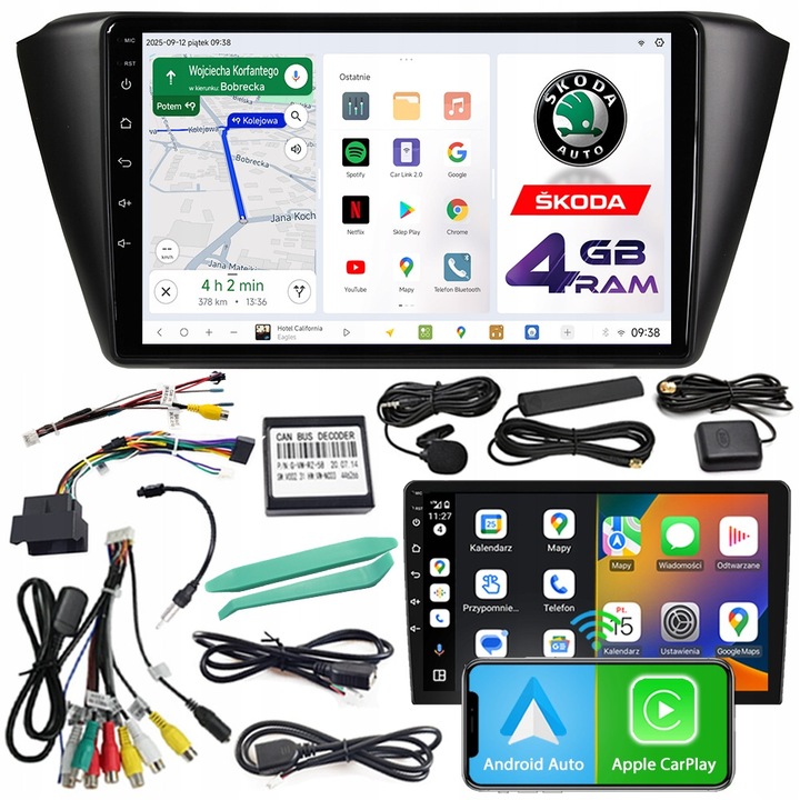 Radio auto NCS D9 Android 4GB LTE pentru Skoda Fabia 3 III 2014-2021
