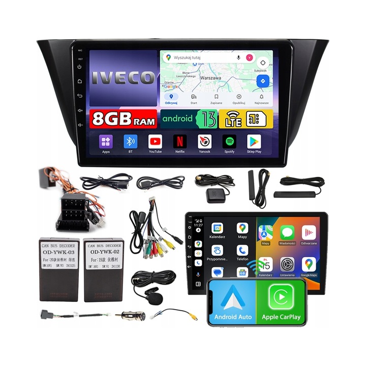 Radio multimedia NCS ZQ9, 9" QLED, 8GB RAM, LTE, pentru IVECO DAILY 2013-2023