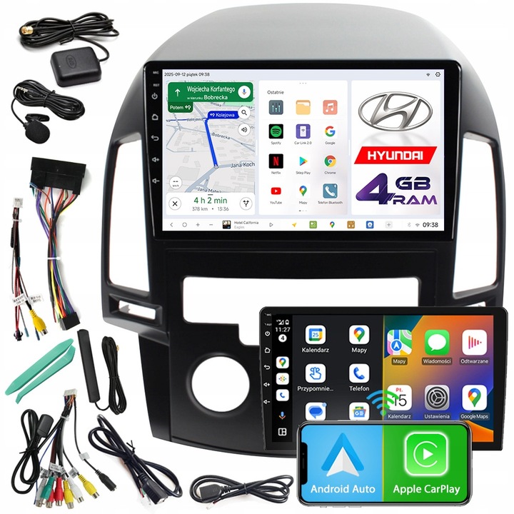 NCS D9 autórádió, Android, 4GB, Hyundai i30 I 2007-2012-hez