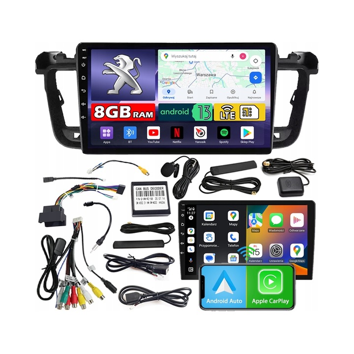 Radio auto NCS ZQ9, 9" QLED, 8GB RAM, LTE, pentru PEUGEOT 508 2010-2018