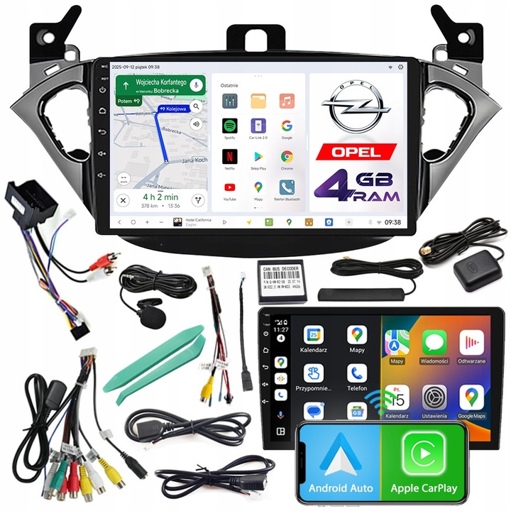 NCS D9 autórádió, Android navigáció, 4GB LTE, Opel Adam 2013-2016-hoz