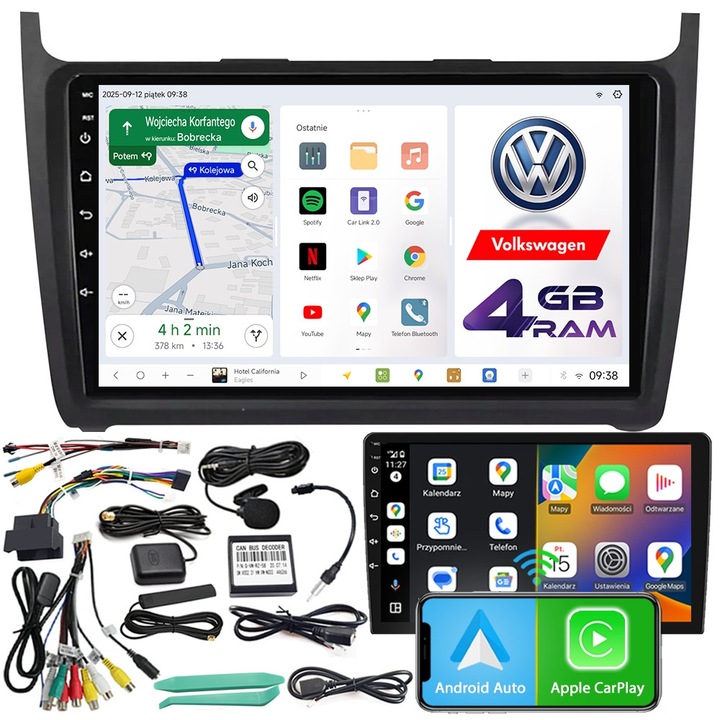 NCS D9 autórádió Volkswagen Polo 5-höz, Android, 4GB, LTE