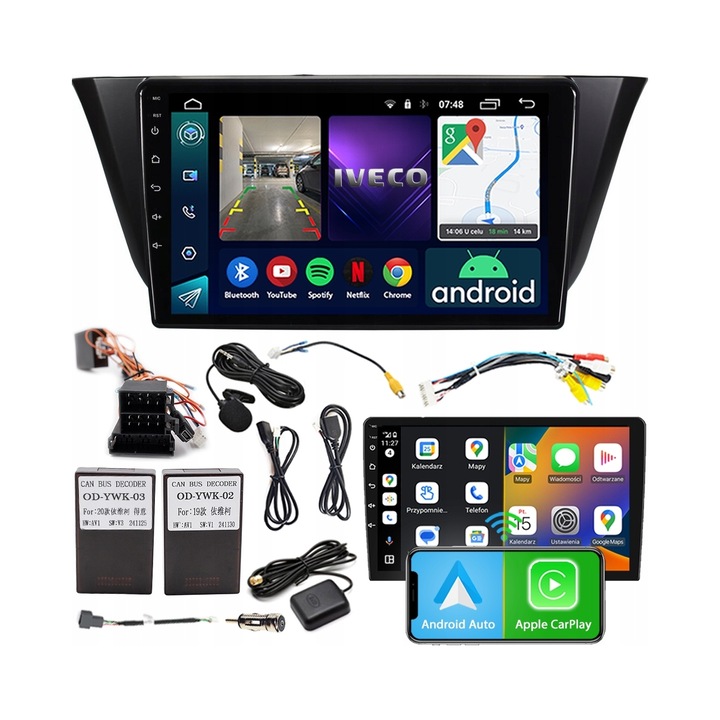Statie multimedia NCS pentru IVECO DAILY 2013-2023, 7", 2GB RAM, Android 12, microfon extern, set complet