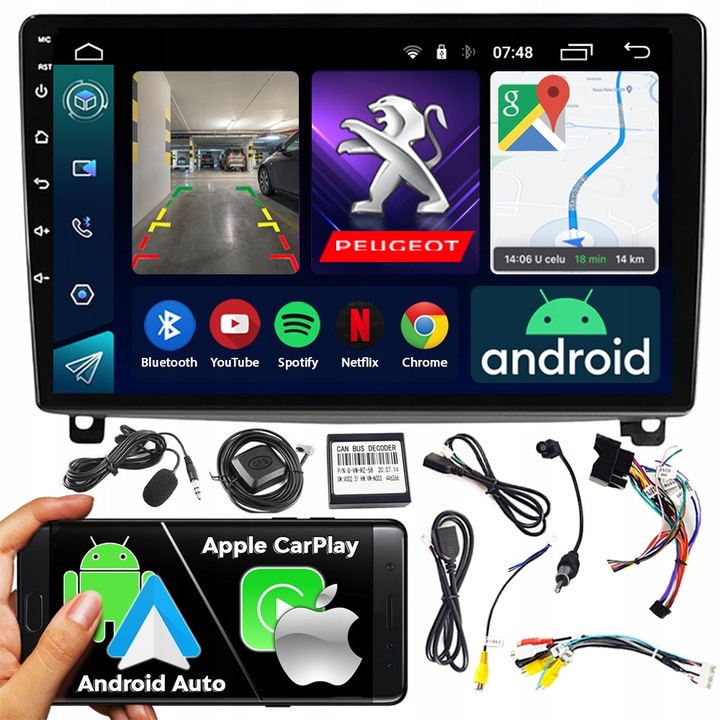 Radio auto NCS 2DIN, model RS-305, 9" touchscreen, Android 12, 2GB RAM, pentru PEUGEOT 408 2010-2014