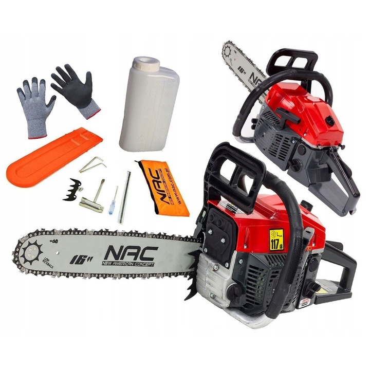 NAC láncfűrész, 2,45 LE, 40 cm, tartozékkészlettel, könnyű súly