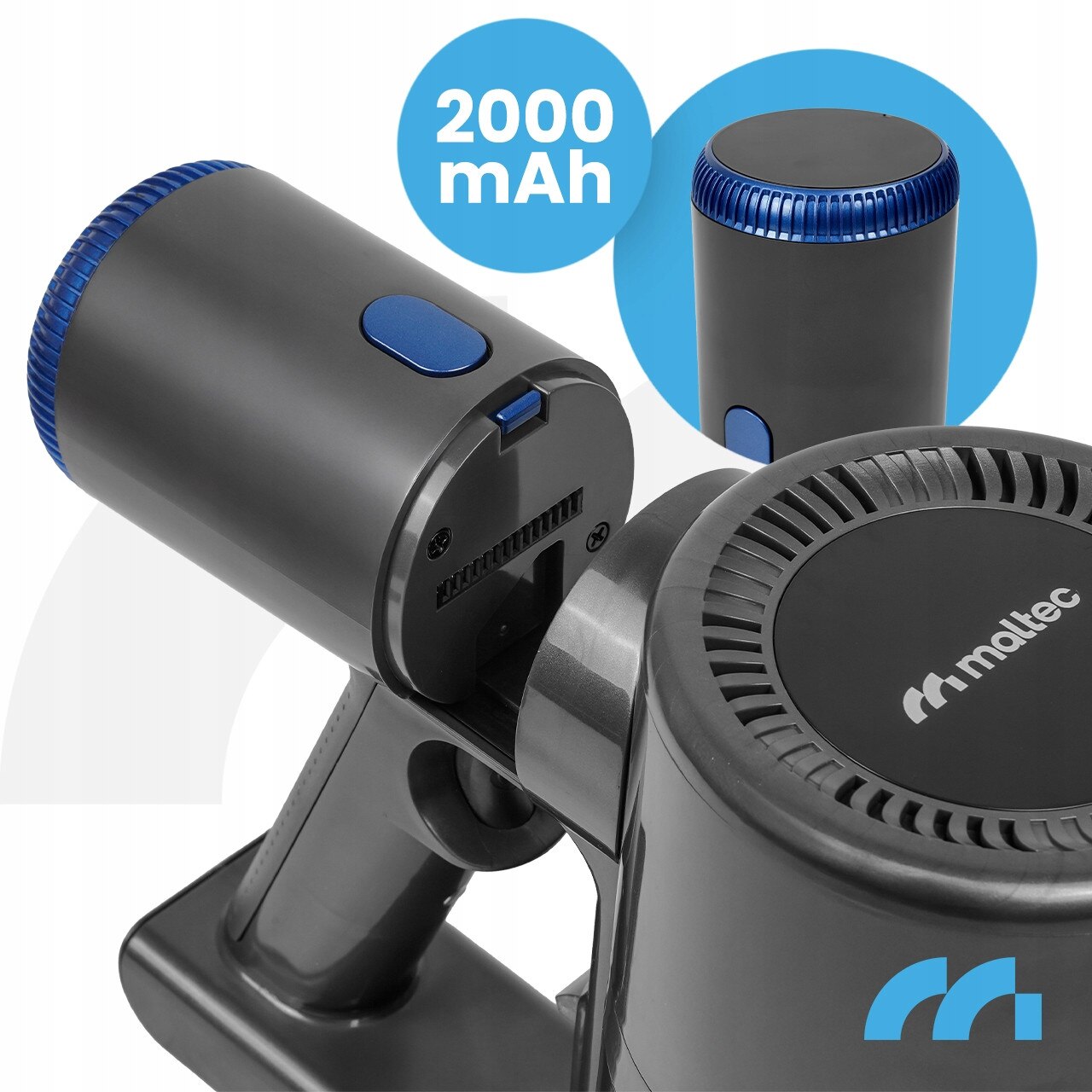 Baterie Li-Ion 2000mAh pentru aspirator vertical MalTec, 25,9V, 3 moduri de functionare