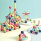 Set de constructie magnetica MalPlay, 120 elemente, stimuleaza creativitatea, coordonare mana-ochi, multicolor, 37x24x6cm