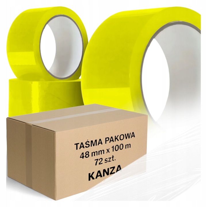 72 db KANZA ragasztószalag készlet, 48mm x 100m, átlátszó, ellenálló, professzionális csomagoláshoz