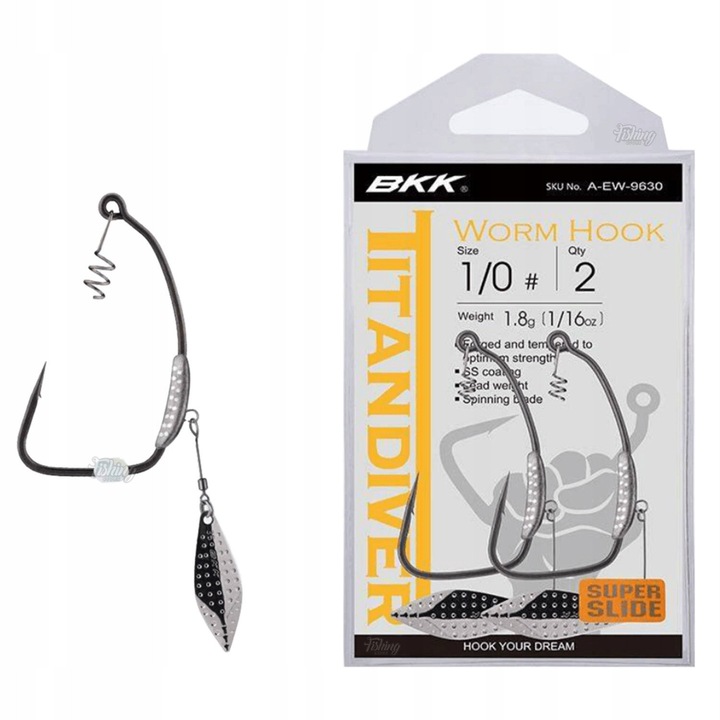 Carlige pescuit BKK Titan Diver, offset 6/0, 7g, set 2 bucati