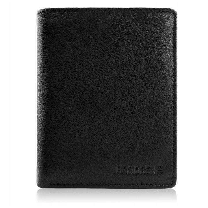 Brodrene férfi pénztárca, valódi bőr, RFID Secure, 10 rekesz, 12,5x9,5x2cm, fekete