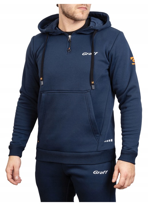 Hanorac barbati, Graff, cu gluga, bleumarin, XL INTL