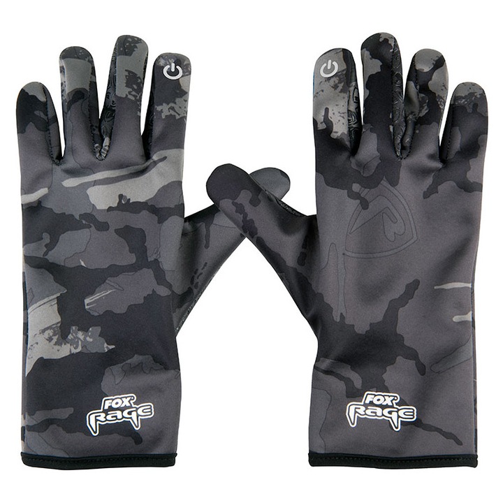 Manusi termice Fox Rage Camo, XL, 100% poliester, pentru utilizare cu smartphone-uri
