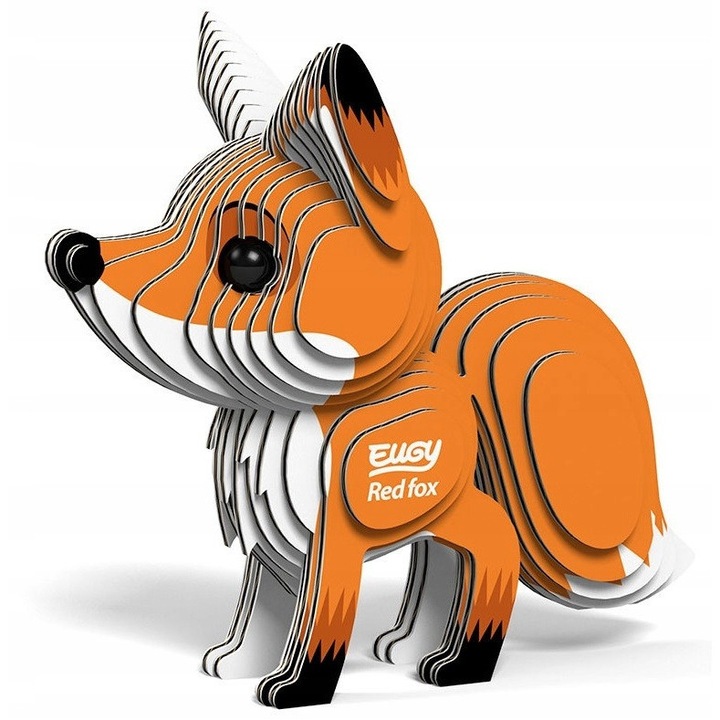 3D puzzle, Eugy, Lis, számozott elemekkel, nem mérgező ragasztóval, többszínű, 6 éves kortól