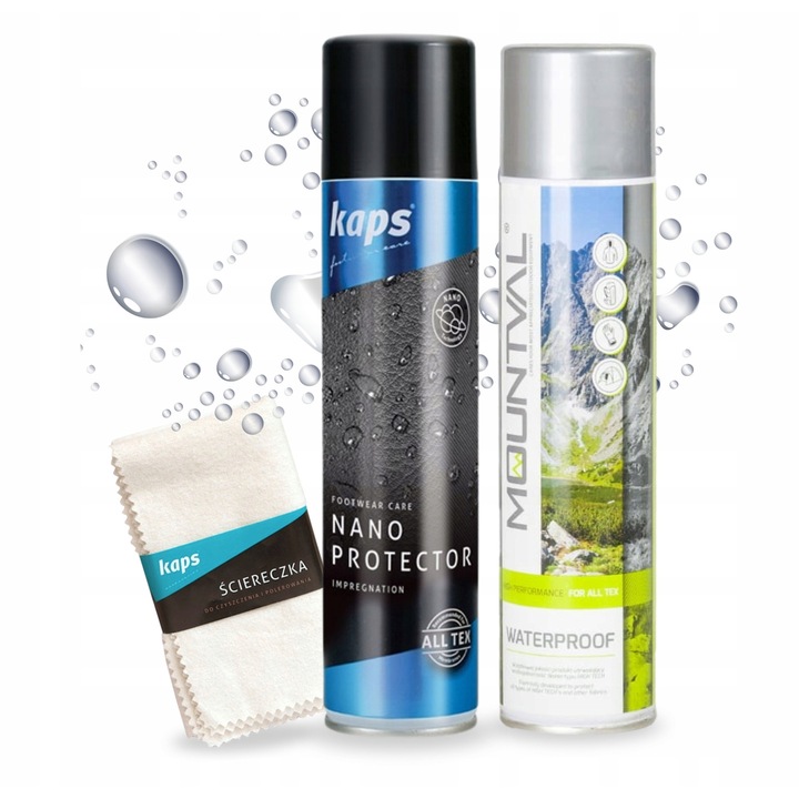 Set impregnare waterproof pentru incaltaminte si imbracaminte, Kaps, 400 ml, 3 produse