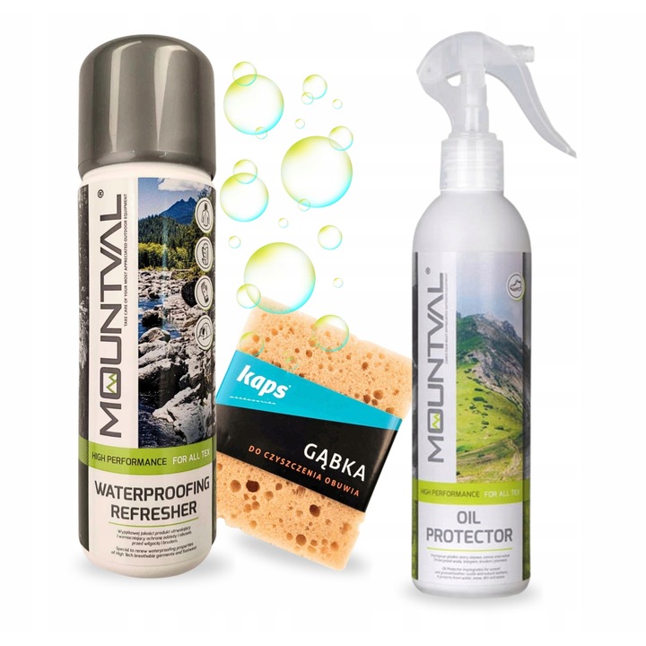 Set de Ingrijire Incaltaminte Kaps - Gaba de Curatare, Spray Waterproofing 300ml, Spray Oil Protector 300ml