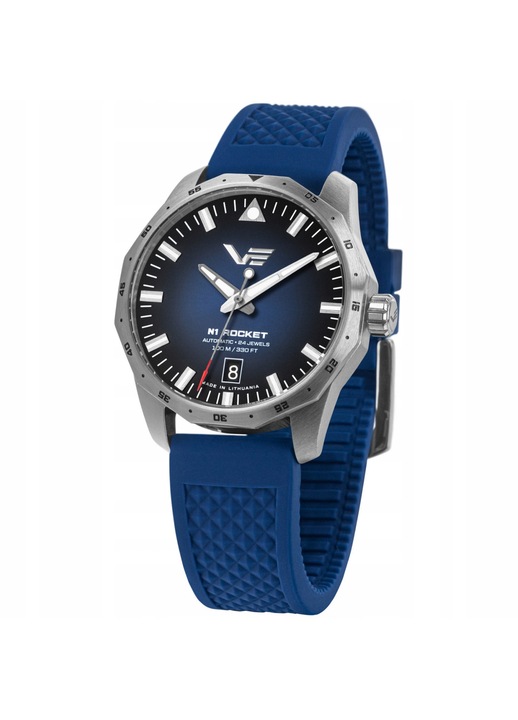 VOSTOK EUROPE, Ceas de dama din otel inoxidabil, mecanic automatic, 24 rubine, data, rezistent 100 m, N1 Rocket NH35A-125A748SBL, Albastru