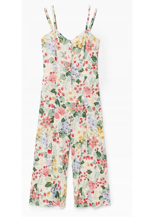 Salopeta dama, Mango, model floral, multicolor, bretele, nasturi