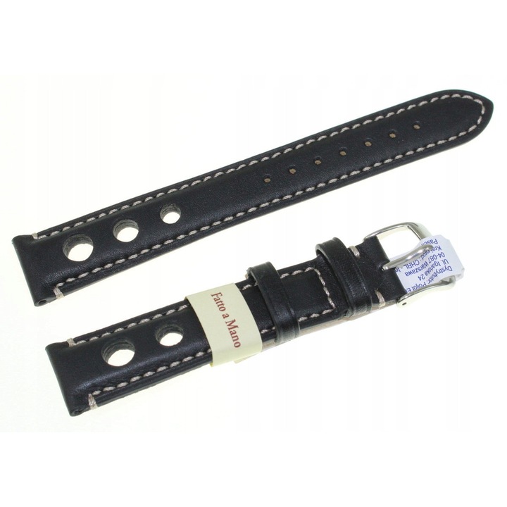 Curea de ceas, Morellato Giotto Vitello, 18 mm, piele neagra, lungime 20,5 cm