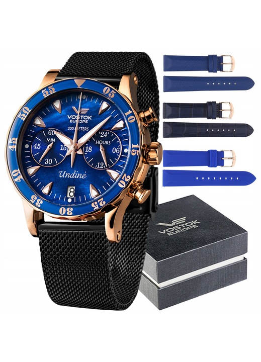 Ceas dama Vostok VK64-515B670BB albastru roz auriu 39x14mm