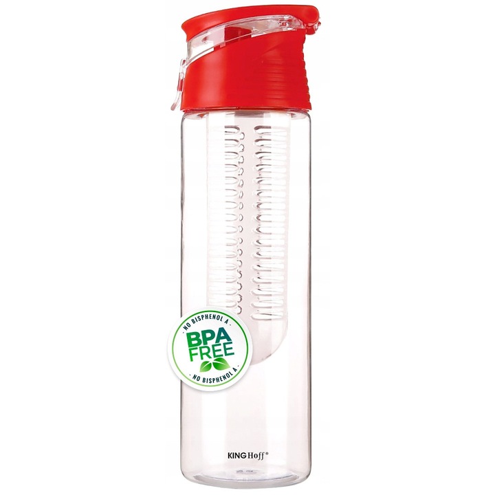 Gyümölcs infúziós palack, Kinghoff, 800ml, piros, 26cm