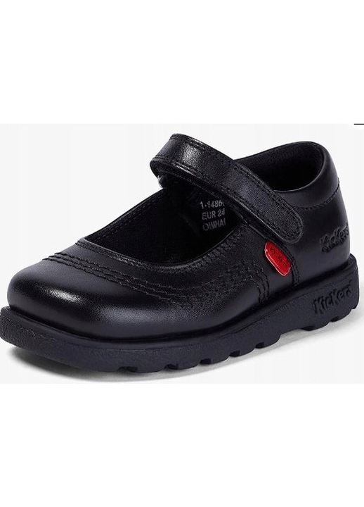 Gyermekcipő, Kickers, természetes bőr, fekete, lányoknak, elegáns tépőzáras platform szett, 34 EU