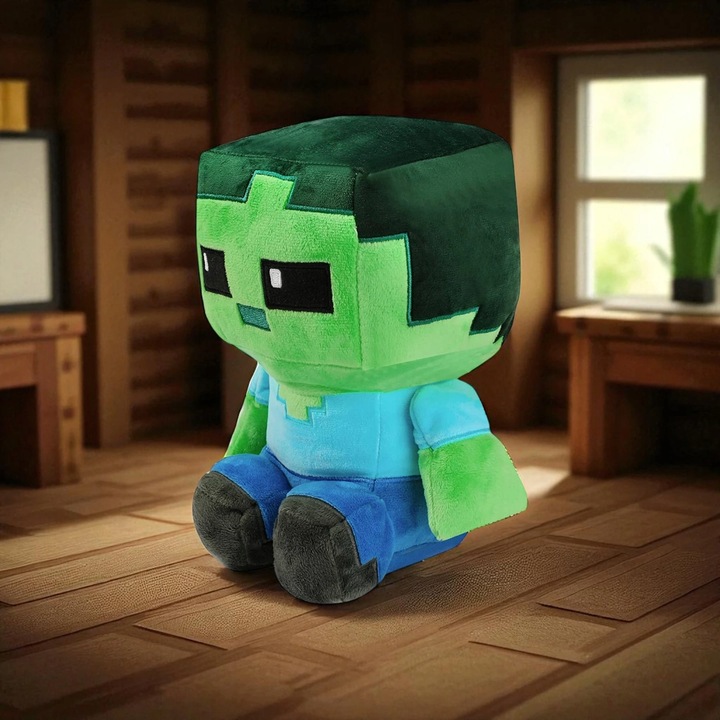 Плюшена играчка, Toys, Zombie Minecraft, 35см, зелено-синьо, XXL