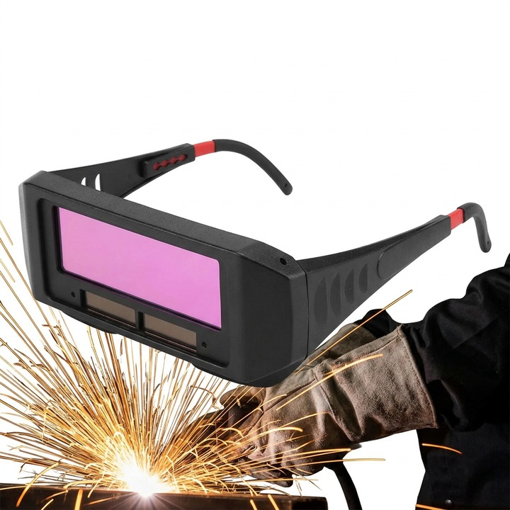Ochelari Sudura Auto TrioStore® Cu Intunecare Automata, Ochelari Protectie Sudura Profesionali Reglabili Anti Praf Anti Vant, Ochelari Sudura Reglare Automata Pentru Atelier Industrial Santier Bricolaj Protectie Ochi Filtrare UV