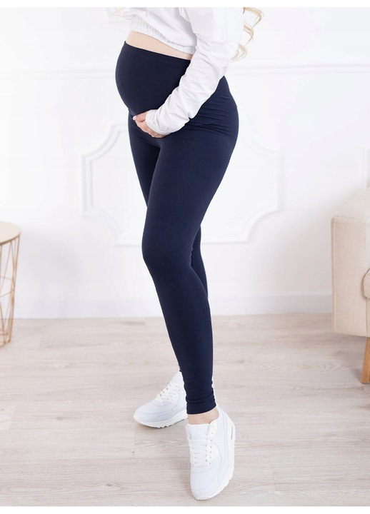 Colanti Formommy lungi din bumbac cu panel, albastru marin