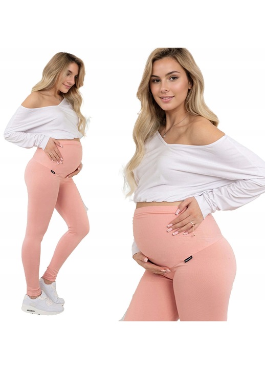 Colanti Formommy lungi din bumbac cu panel, culoare caise, pentru gravide