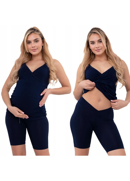 Colanti Formommy, pantaloni scurti de ciclism, talie joasa, bleumarin