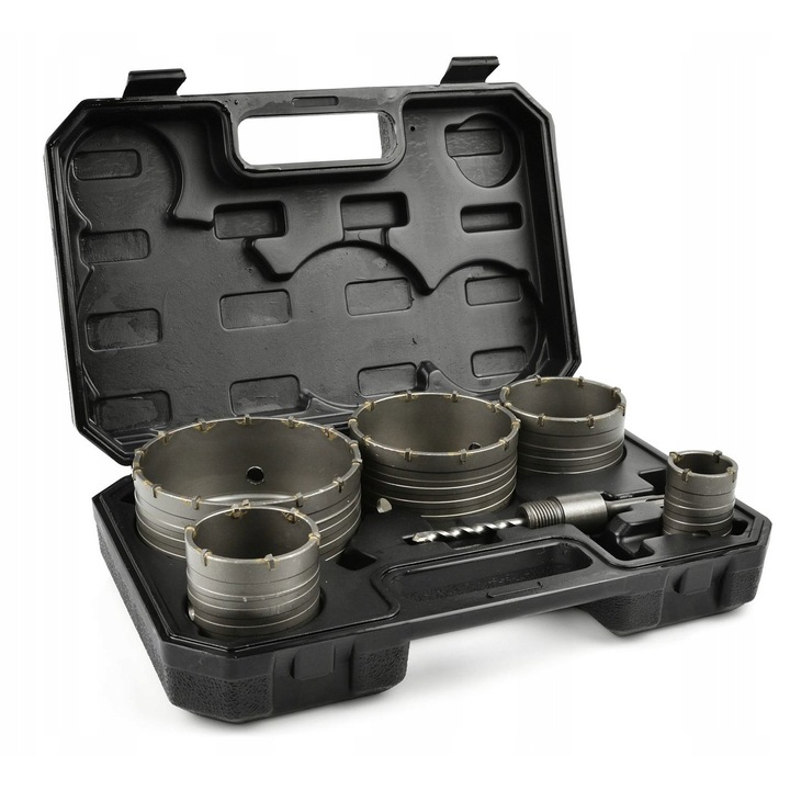 Beton fúrókorona készlet, Falon-Tech, 6 elem, 40-125mm, 110mm SDS Plus adapter
