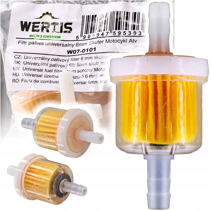 Filtru de combustibil WERTIS, universal, 6mm, transparent, 59x28mm