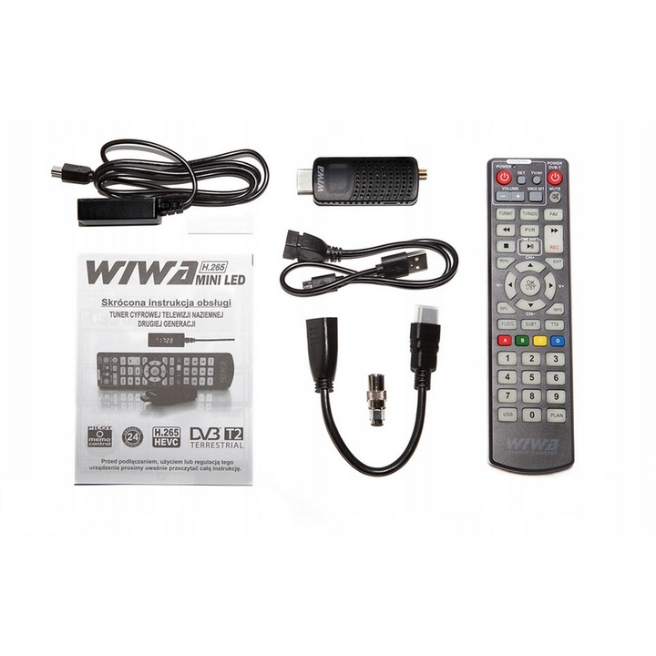 Тунер DVB-T2 WIWA H.265 MINI, Full HD, 65x30x10mm