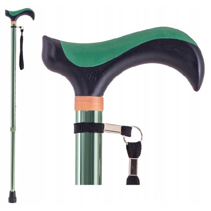 Baston ortopedic ARmedical AR-014D, verde, aluminiu, inaltime reglabila 68-91cm, greutate 0,36kg