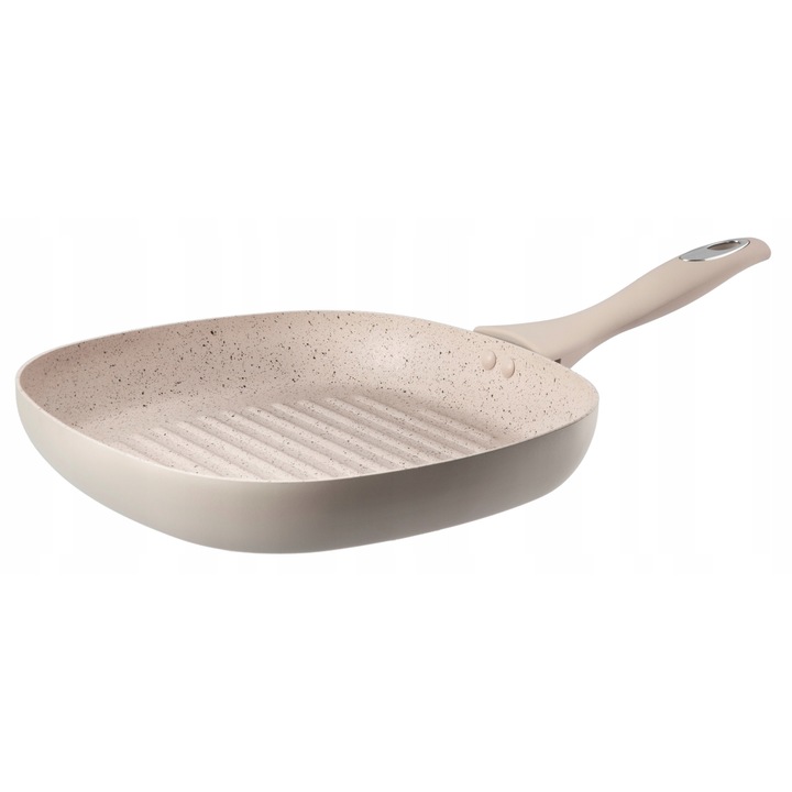 Tigaie grill Galicja 26cm, granit, culoare bej, antiaderent, maner siliconic