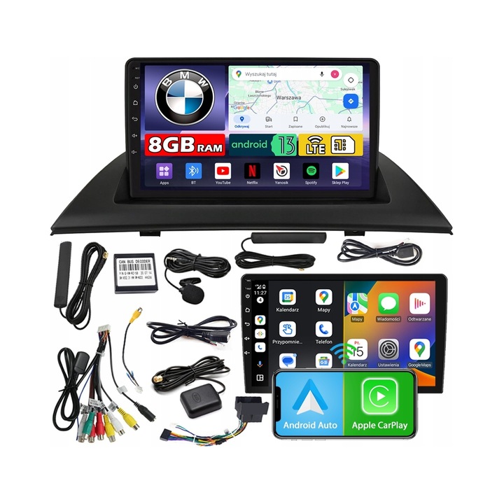 Radio auto NCS ZQ9, 9" QLED, 8GB RAM, LTE, pentru BMW X3 E83 2003-2010