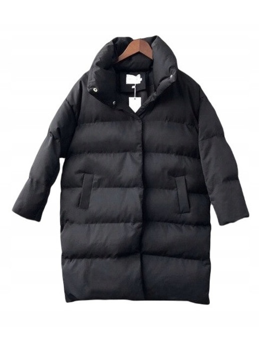 Geaca matlasata dama, neagra, casual, toamna-iarna, cu capse, XL INTL