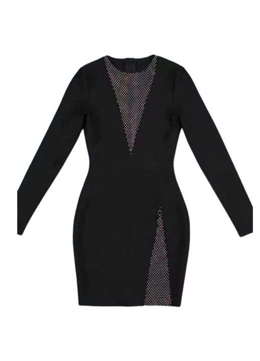 Rochie mini, poliester/elastan, neagra, XS INTL