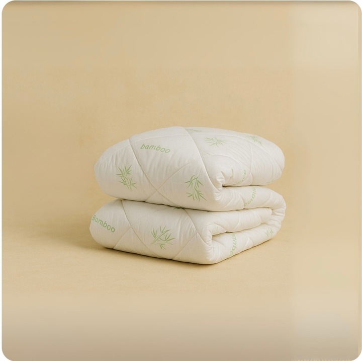 Pilota Bambo 200x200 cm, usoara, antibacteriana, alb-verde, pentru vara