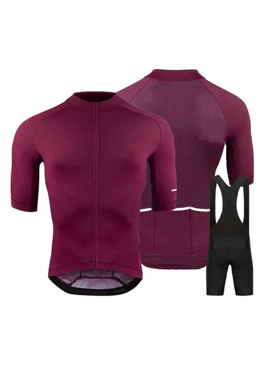 Set de ciclism pentru barbati, maneca scurta, negru/visiniu, M INTL