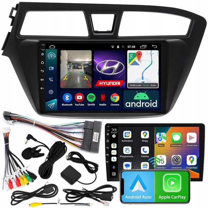 Statie multimedia NCS pentru Hyundai i20 II 2015-2017, 9", 2GB RAM, Android 12, set complet