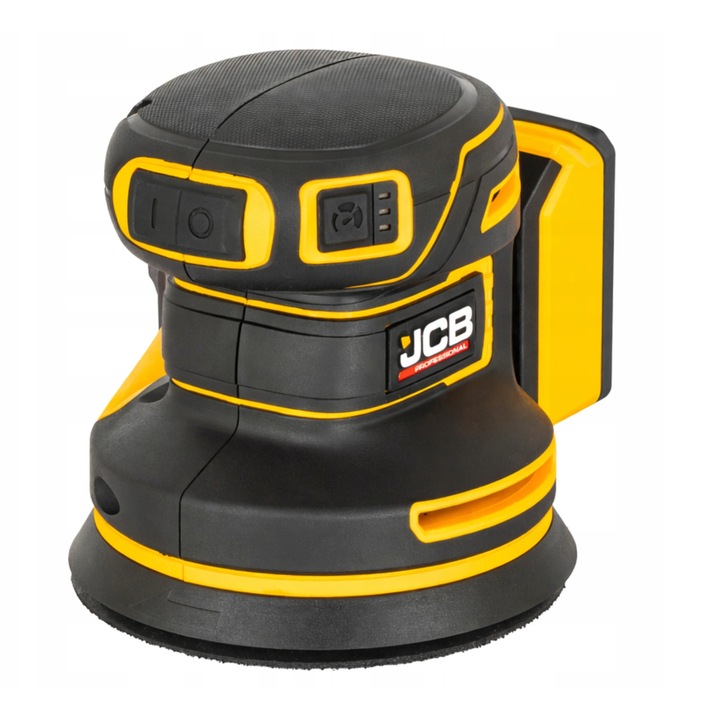 JCB Professional 18V csiszoló, 125 mm, kefe nélküli motor, 3 sebességfokozat, teljes készlet