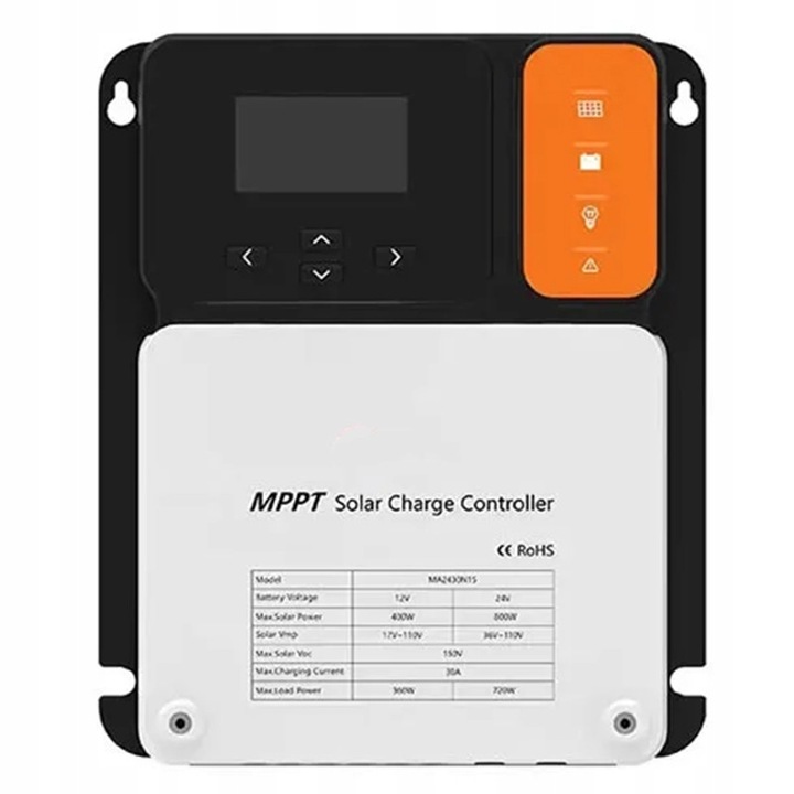 Controler de incarcare MPPT 30A, 400W, 12V/24V, 260x216x83,2mm, IP32