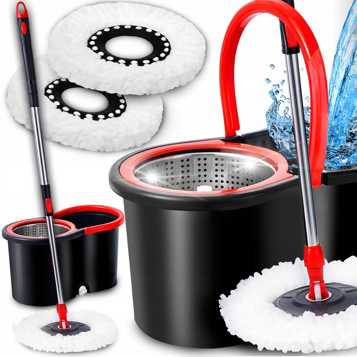 Retoo 360 Turbo Spin 3in1 forgó felmosó, szett nagy vödörrel 45x26x21cm, 2 mikroszálas felmosófej, teleszkópos nyél 94-120cm