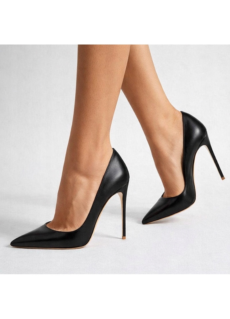 Stillito Cod Pantofi stiletto dama, negri, toc inalt 12 cm, varf ascutit, piele ...
