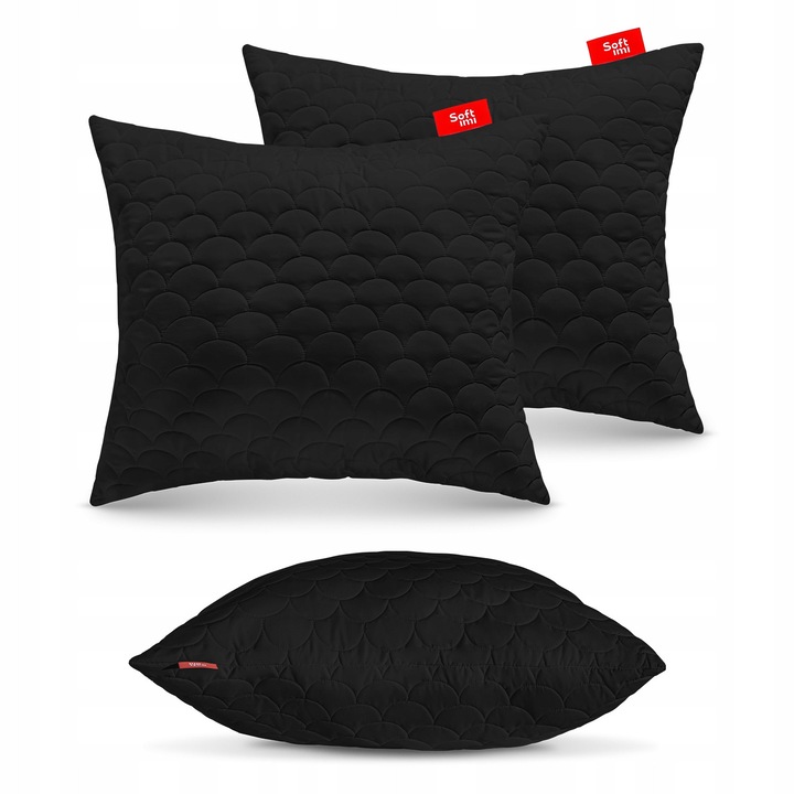 2 db antiallergén párna 50x60cm, Softimi, mikroszálas, antiallergén pehely, fekete