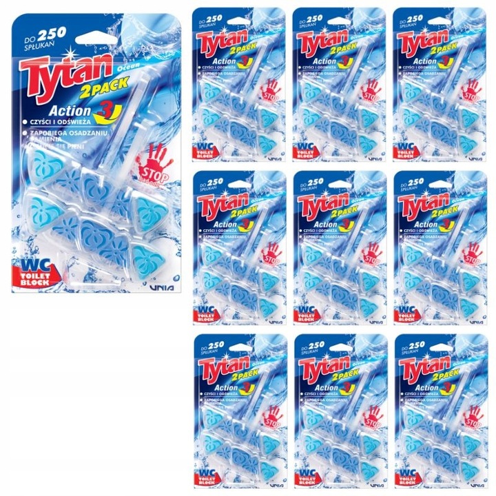 10 db-os Tytan Action 3 WC illatosító szett, óceán illat, 2x40g
